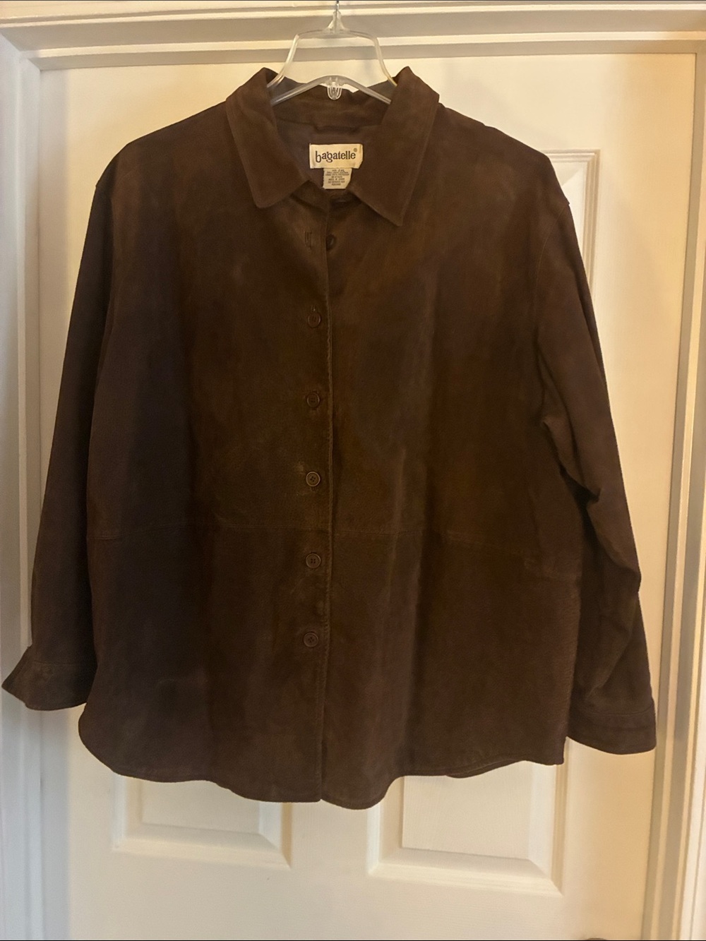 bagatelle Brown Suede Button-Front Women's Jacket 2XL